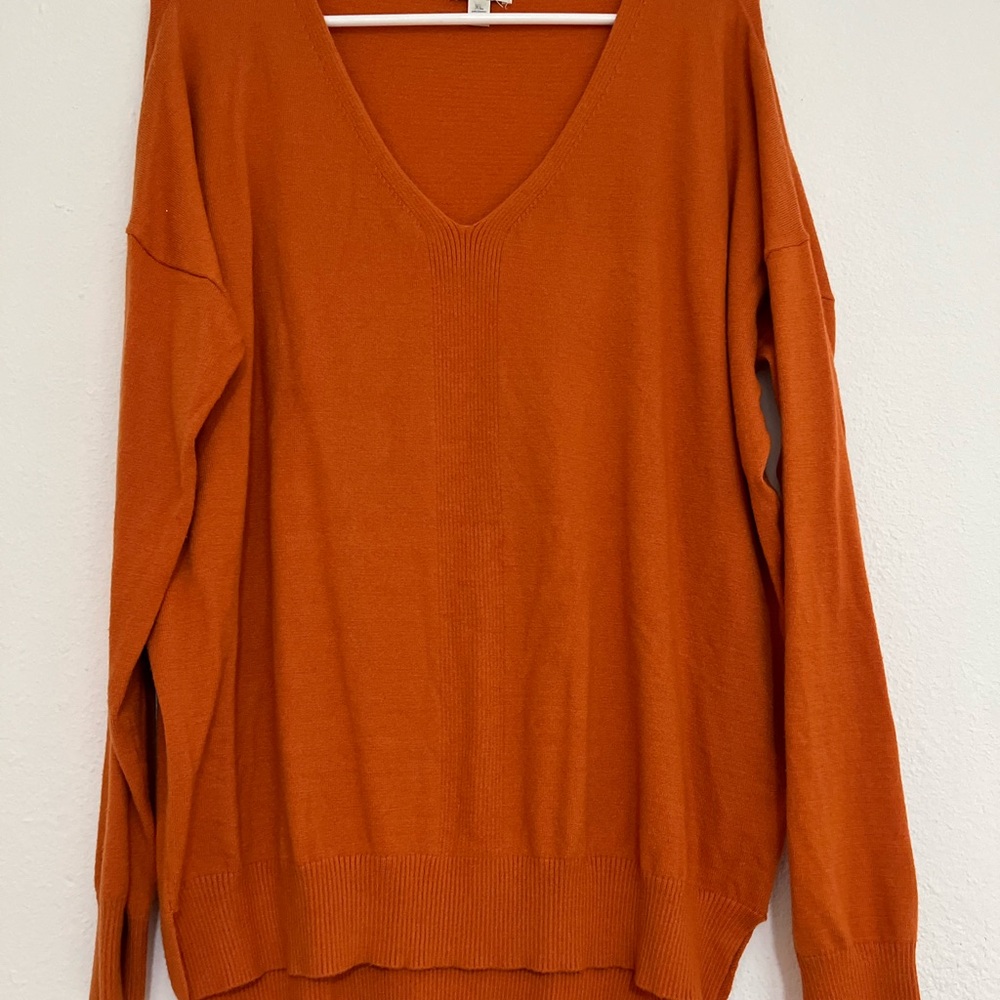 Women’s V-Neck Sweater - Orange